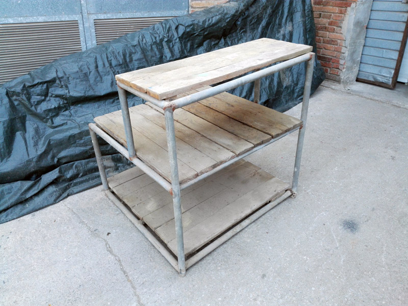 escalera estanteria puesto mercado comercio almacen metal madera 57-97x96x90 1u